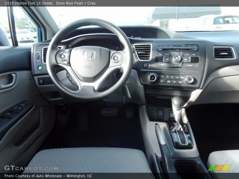 Dyno Blue Pearl / Gray 2015 Honda Civic LX Sedan