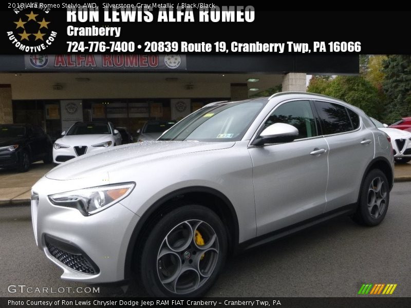 Silverstone Gray Metallic / Black/Black 2018 Alfa Romeo Stelvio AWD