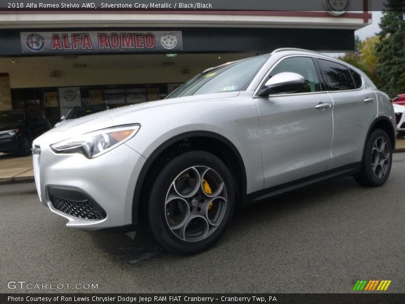 Silverstone Gray Metallic / Black/Black 2018 Alfa Romeo Stelvio AWD