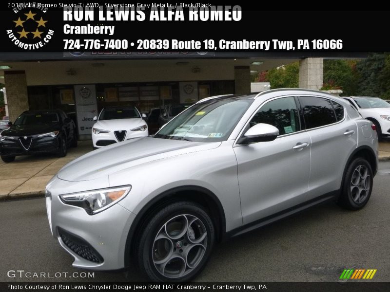 Silverstone Gray Metallic / Black/Black 2018 Alfa Romeo Stelvio Ti AWD