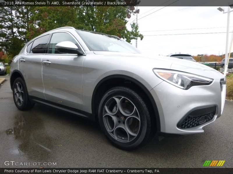 Silverstone Gray Metallic / Black/Black 2018 Alfa Romeo Stelvio Ti AWD