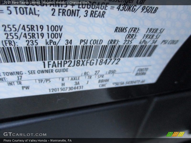 Magnetic Metallic / Charcoal Black 2015 Ford Taurus Limited