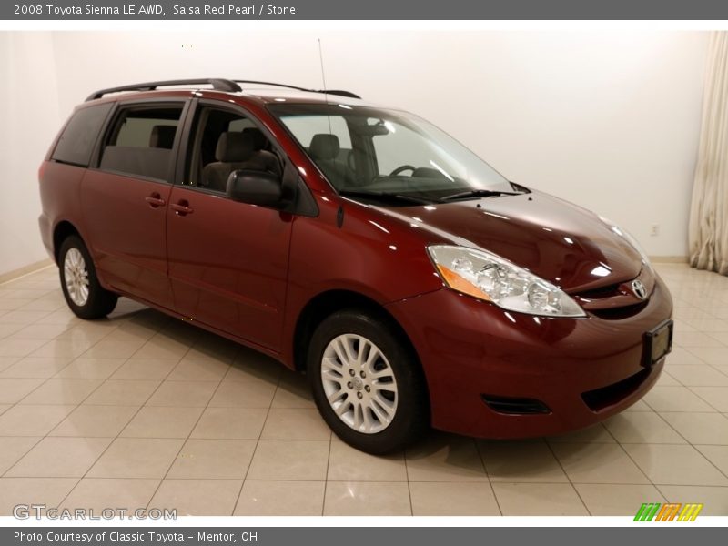 Salsa Red Pearl / Stone 2008 Toyota Sienna LE AWD