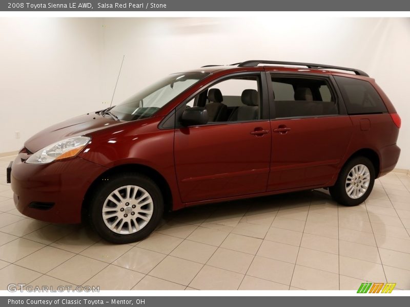 Salsa Red Pearl / Stone 2008 Toyota Sienna LE AWD