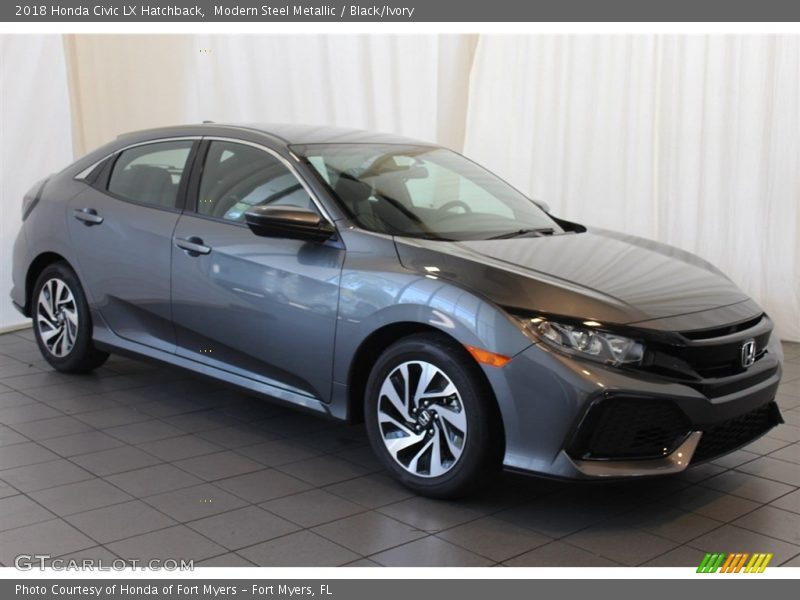 Modern Steel Metallic / Black/Ivory 2018 Honda Civic LX Hatchback