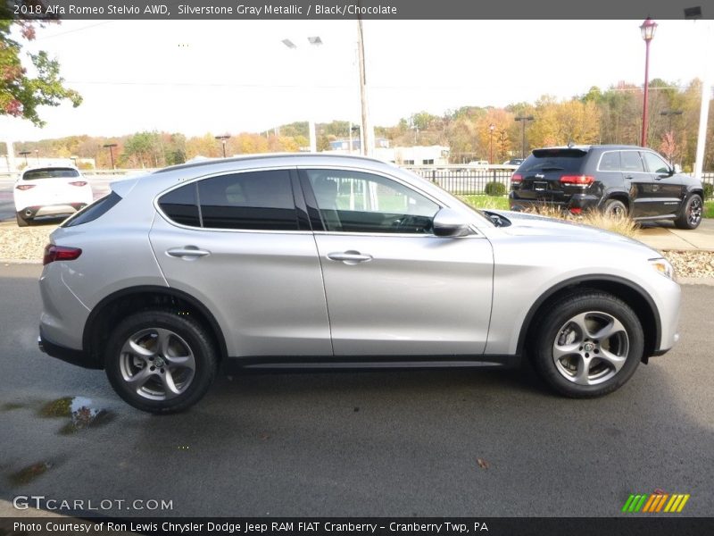 Silverstone Gray Metallic / Black/Chocolate 2018 Alfa Romeo Stelvio AWD