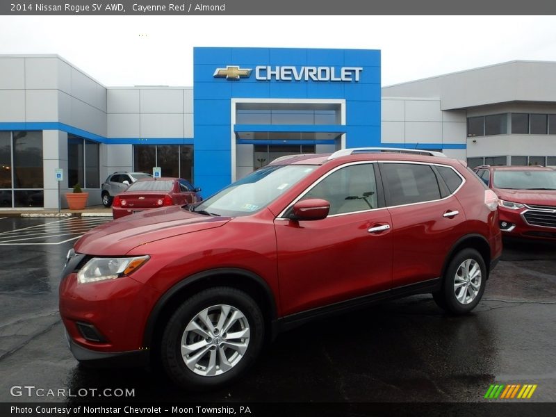 Cayenne Red / Almond 2014 Nissan Rogue SV AWD