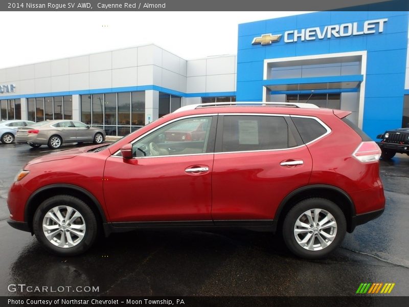 Cayenne Red / Almond 2014 Nissan Rogue SV AWD