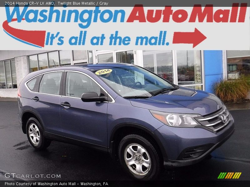 Twilight Blue Metallic / Gray 2014 Honda CR-V LX AWD