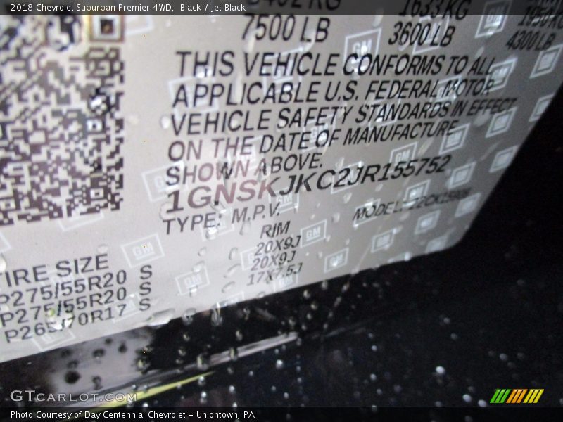 Black / Jet Black 2018 Chevrolet Suburban Premier 4WD