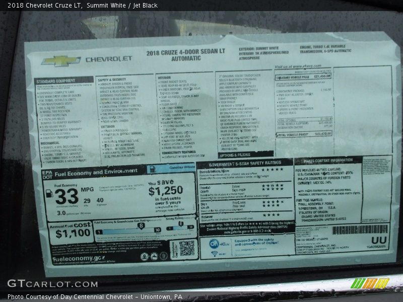 Summit White / Jet Black 2018 Chevrolet Cruze LT