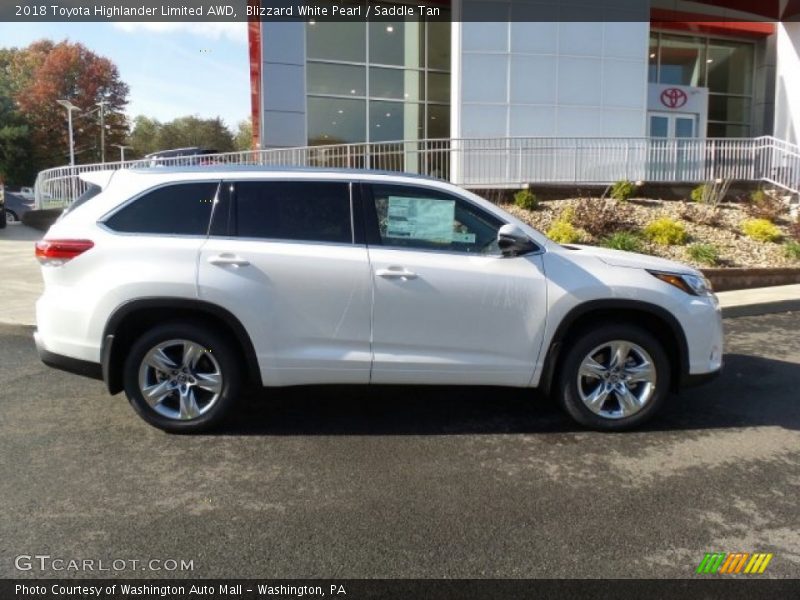 Blizzard White Pearl / Saddle Tan 2018 Toyota Highlander Limited AWD