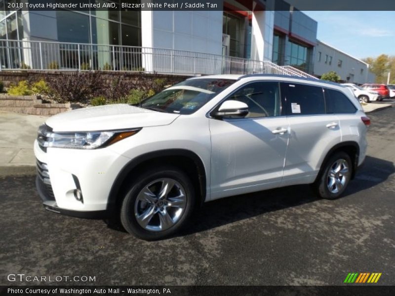 Blizzard White Pearl / Saddle Tan 2018 Toyota Highlander Limited AWD