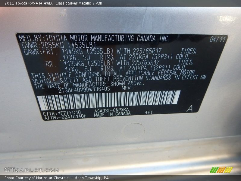 Classic Silver Metallic / Ash 2011 Toyota RAV4 I4 4WD