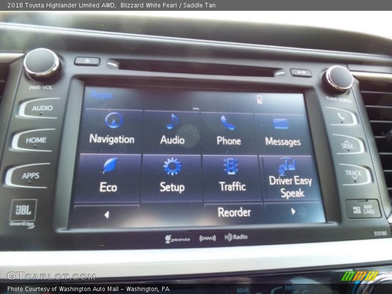 Blizzard White Pearl / Saddle Tan 2018 Toyota Highlander Limited AWD