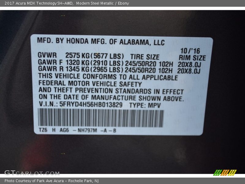 Modern Steel Metallic / Ebony 2017 Acura MDX Technology SH-AWD