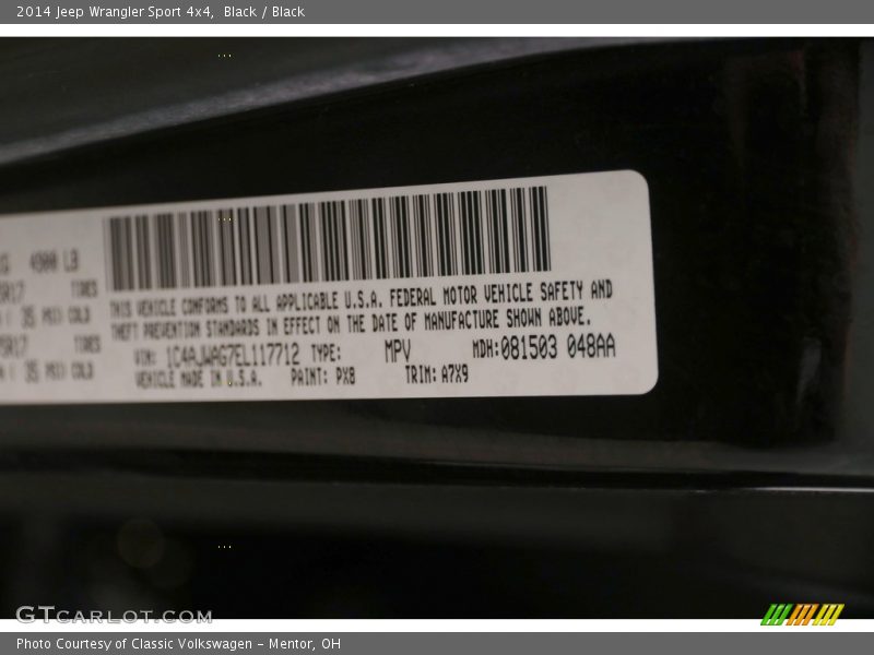 Black / Black 2014 Jeep Wrangler Sport 4x4