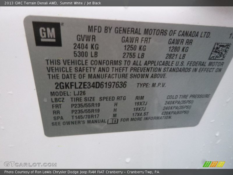 Summit White / Jet Black 2013 GMC Terrain Denali AWD