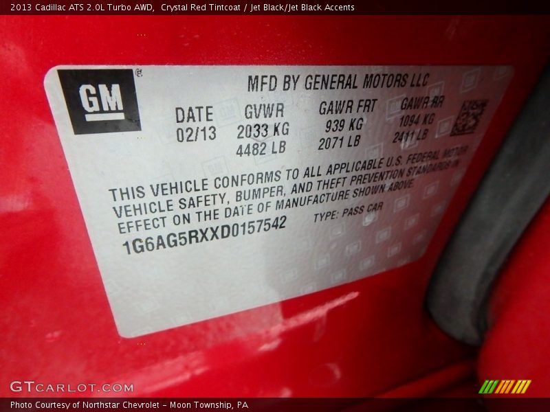 Crystal Red Tintcoat / Jet Black/Jet Black Accents 2013 Cadillac ATS 2.0L Turbo AWD