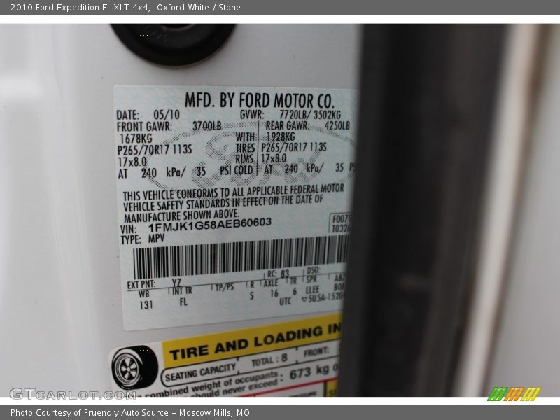 Oxford White / Stone 2010 Ford Expedition EL XLT 4x4