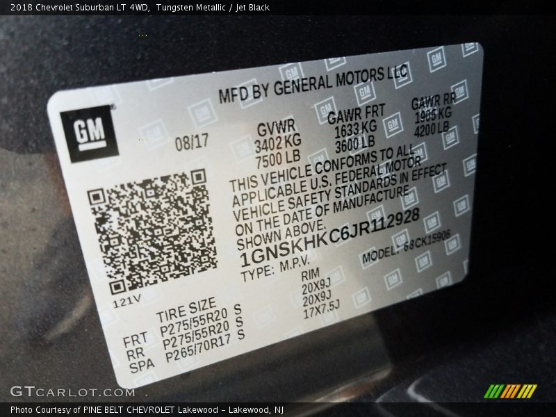 Tungsten Metallic / Jet Black 2018 Chevrolet Suburban LT 4WD