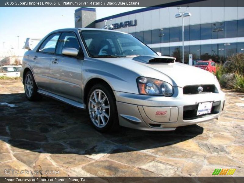 Platinum Silver Metallic / Black/Blue Ecsaine 2005 Subaru Impreza WRX STi