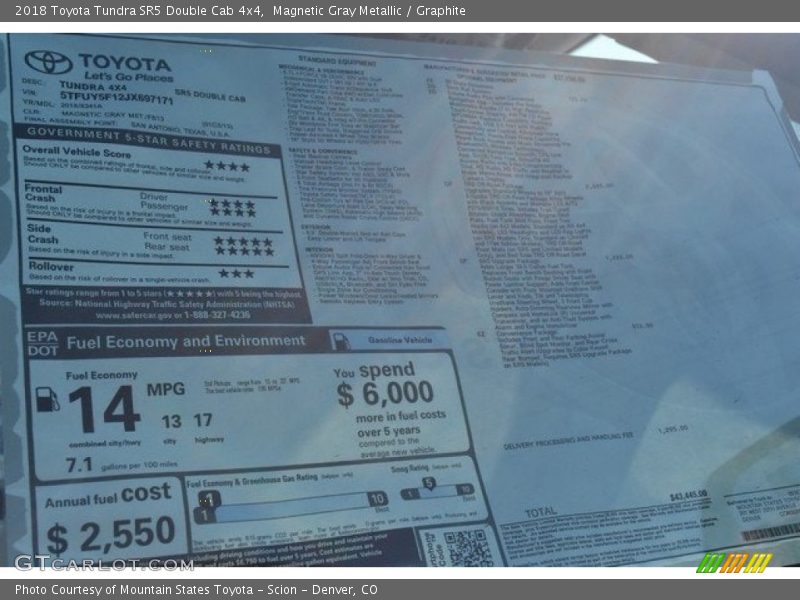 Magnetic Gray Metallic / Graphite 2018 Toyota Tundra SR5 Double Cab 4x4