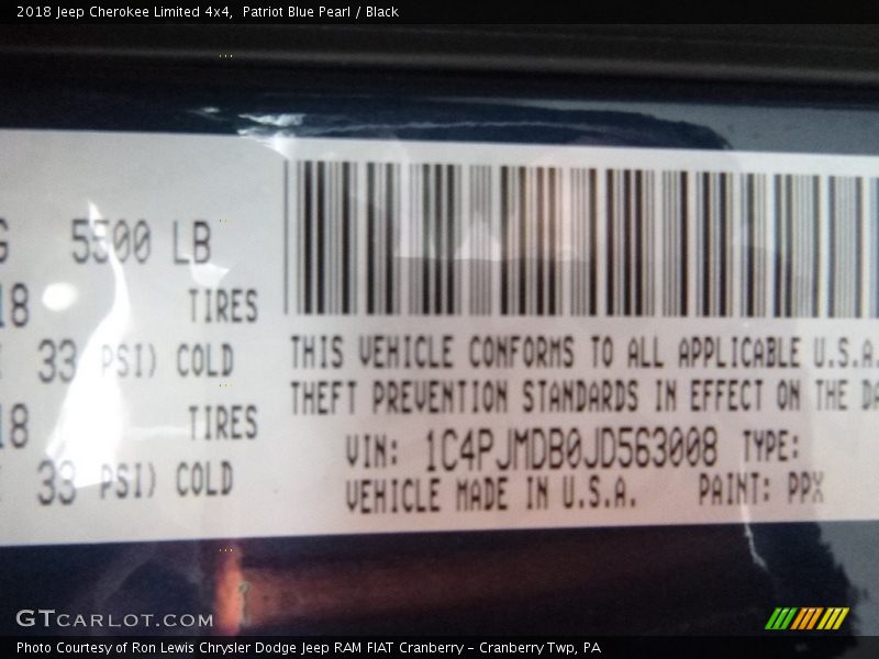 Patriot Blue Pearl / Black 2018 Jeep Cherokee Limited 4x4