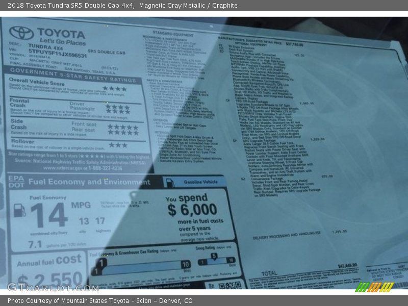 Magnetic Gray Metallic / Graphite 2018 Toyota Tundra SR5 Double Cab 4x4