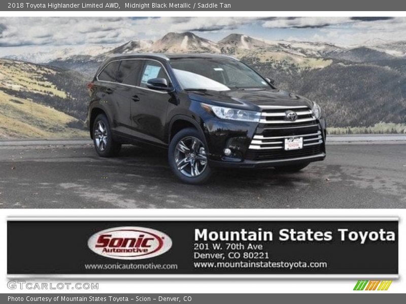 Midnight Black Metallic / Saddle Tan 2018 Toyota Highlander Limited AWD