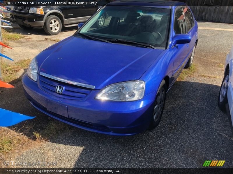 Eternal Blue Pearl / Gray 2002 Honda Civic EX Sedan