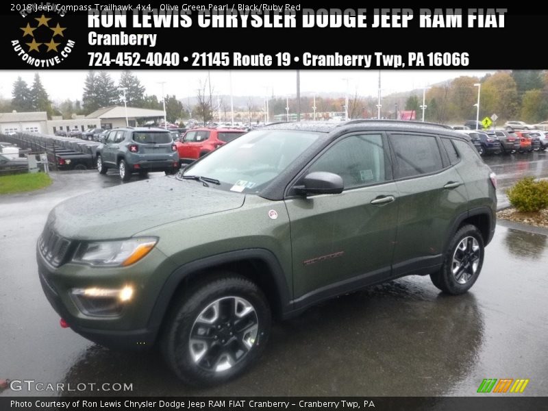 Olive Green Pearl / Black/Ruby Red 2018 Jeep Compass Trailhawk 4x4