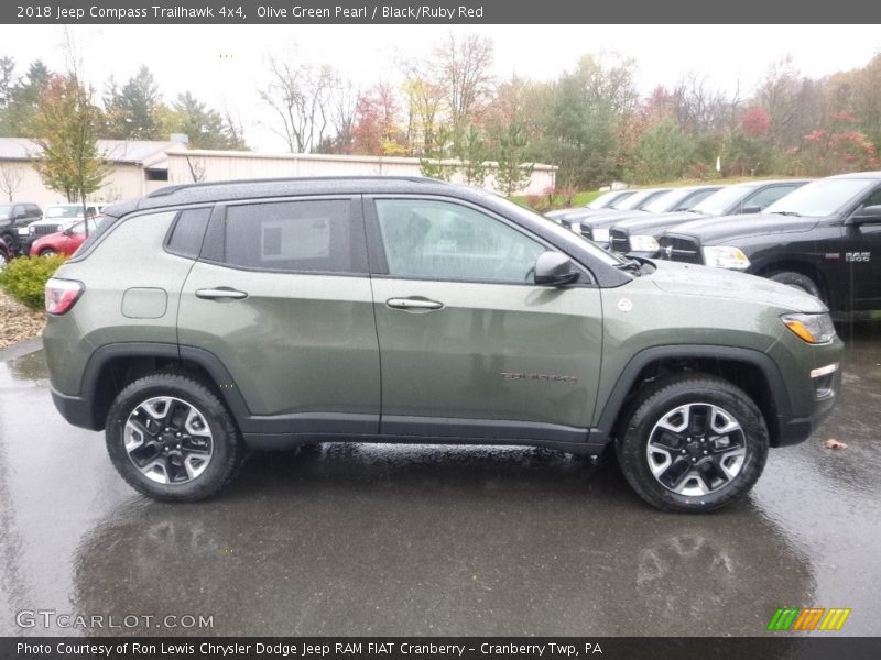 Olive Green Pearl / Black/Ruby Red 2018 Jeep Compass Trailhawk 4x4