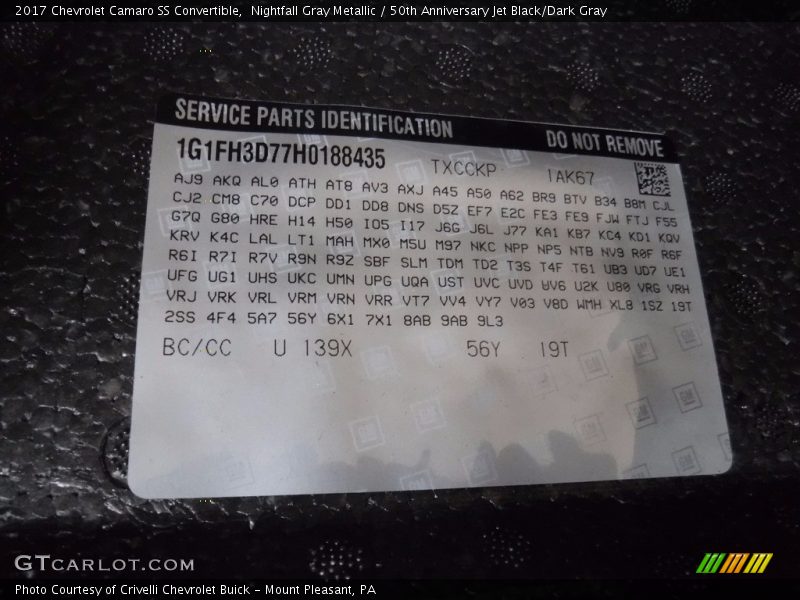 Nightfall Gray Metallic / 50th Anniversary Jet Black/Dark Gray 2017 Chevrolet Camaro SS Convertible