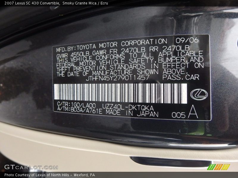 Smoky Granite Mica / Ecru 2007 Lexus SC 430 Convertible