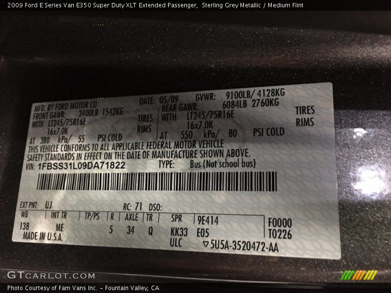 Sterling Grey Metallic / Medium Flint 2009 Ford E Series Van E350 Super Duty XLT Extended Passenger