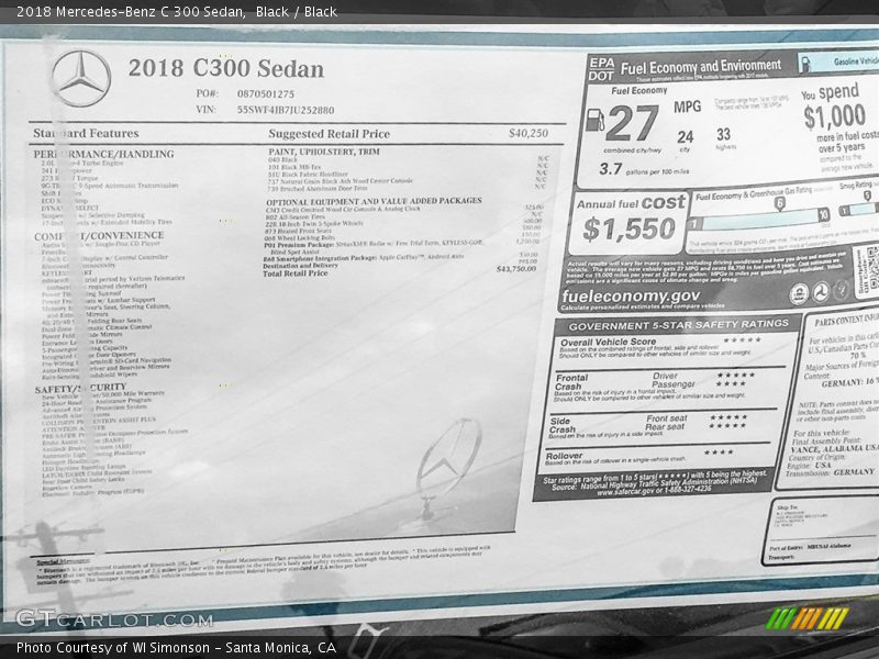 Black / Black 2018 Mercedes-Benz C 300 Sedan