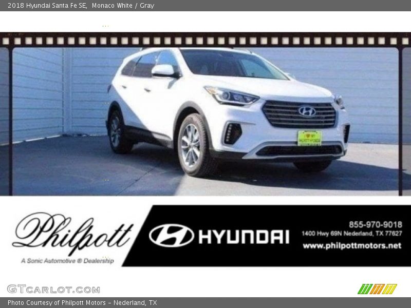 Monaco White / Gray 2018 Hyundai Santa Fe SE