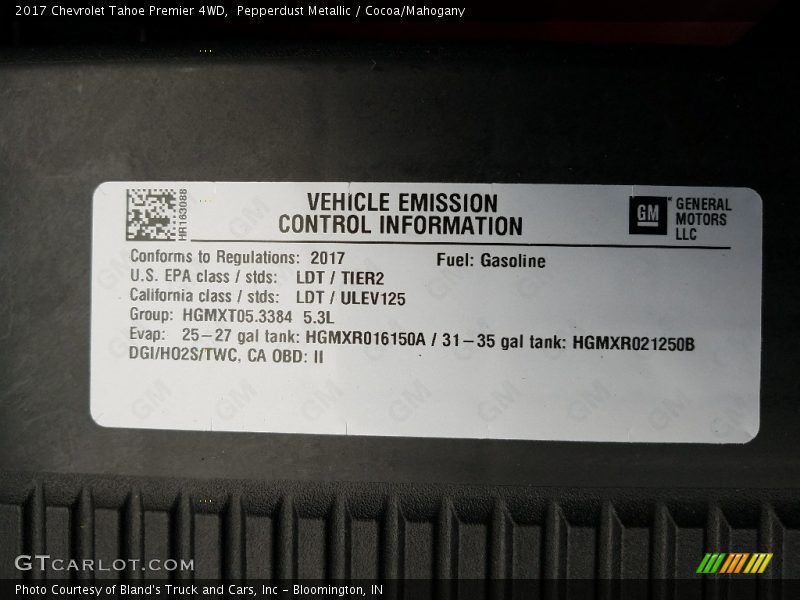 Pepperdust Metallic / Cocoa/Mahogany 2017 Chevrolet Tahoe Premier 4WD