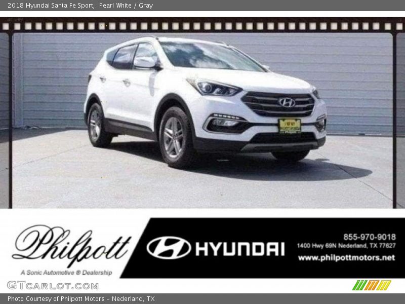 Pearl White / Gray 2018 Hyundai Santa Fe Sport