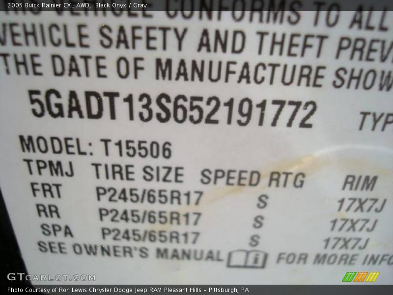 Black Onyx / Gray 2005 Buick Rainier CXL AWD