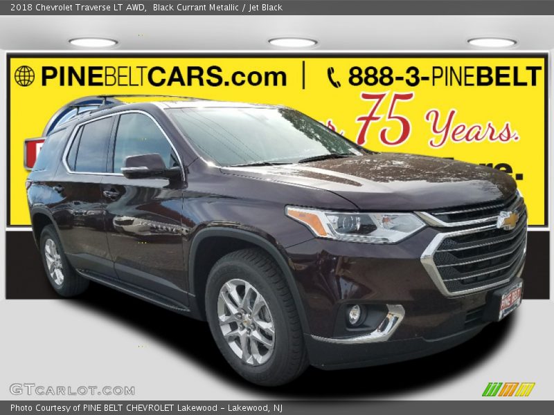 Black Currant Metallic / Jet Black 2018 Chevrolet Traverse LT AWD