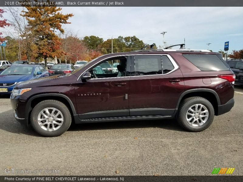 Black Currant Metallic / Jet Black 2018 Chevrolet Traverse LT AWD