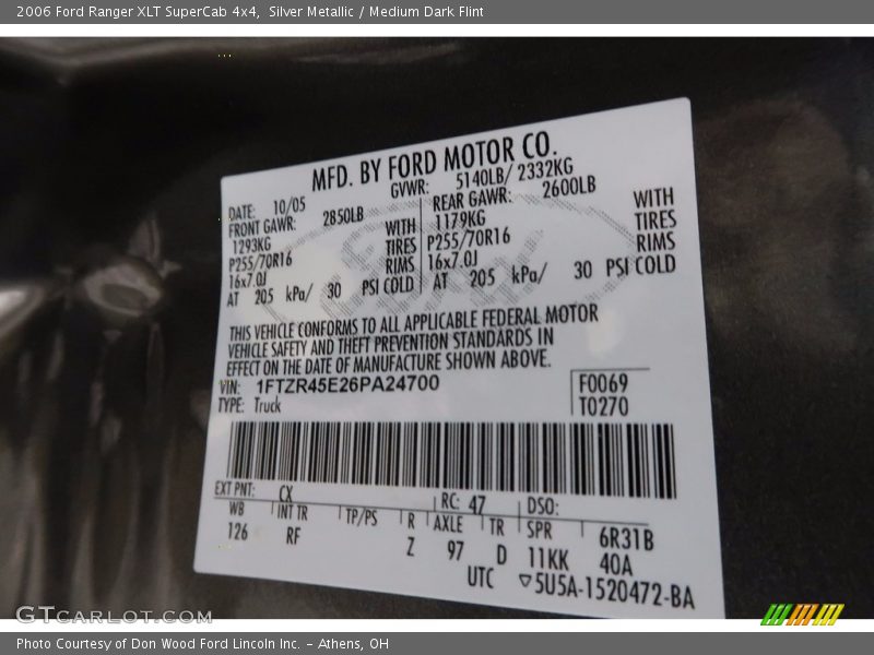 Silver Metallic / Medium Dark Flint 2006 Ford Ranger XLT SuperCab 4x4
