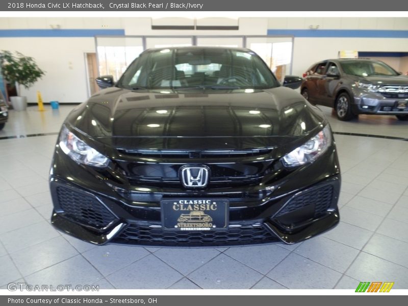 Crystal Black Pearl / Black/Ivory 2018 Honda Civic LX Hatchback