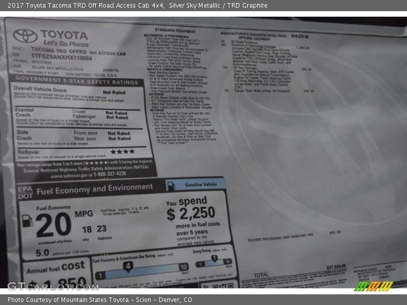 Silver Sky Metallic / TRD Graphite 2017 Toyota Tacoma TRD Off Road Access Cab 4x4