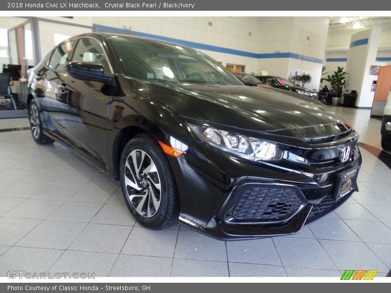 Crystal Black Pearl / Black/Ivory 2018 Honda Civic LX Hatchback