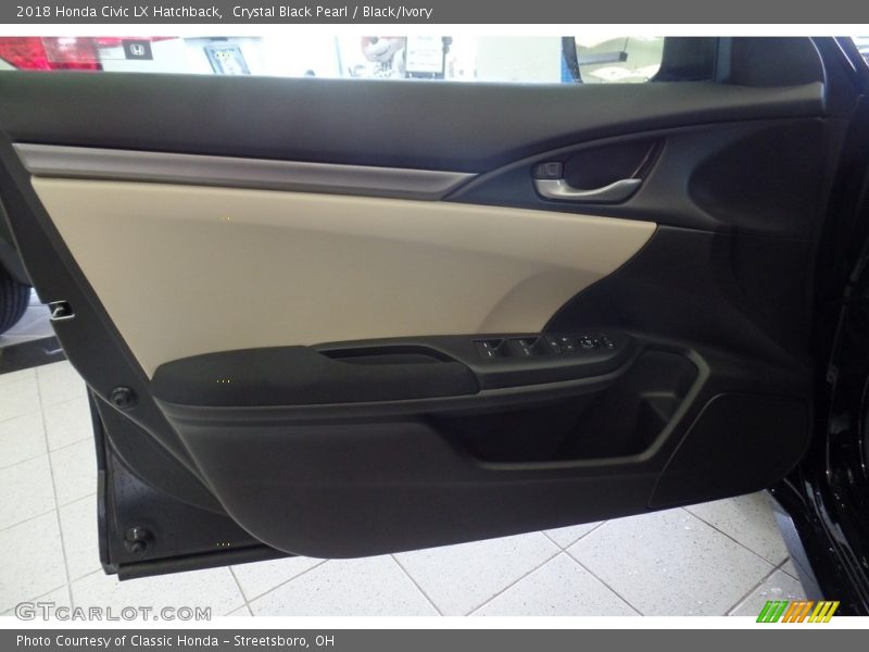 Crystal Black Pearl / Black/Ivory 2018 Honda Civic LX Hatchback