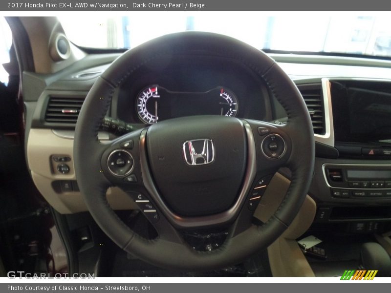 Dark Cherry Pearl / Beige 2017 Honda Pilot EX-L AWD w/Navigation