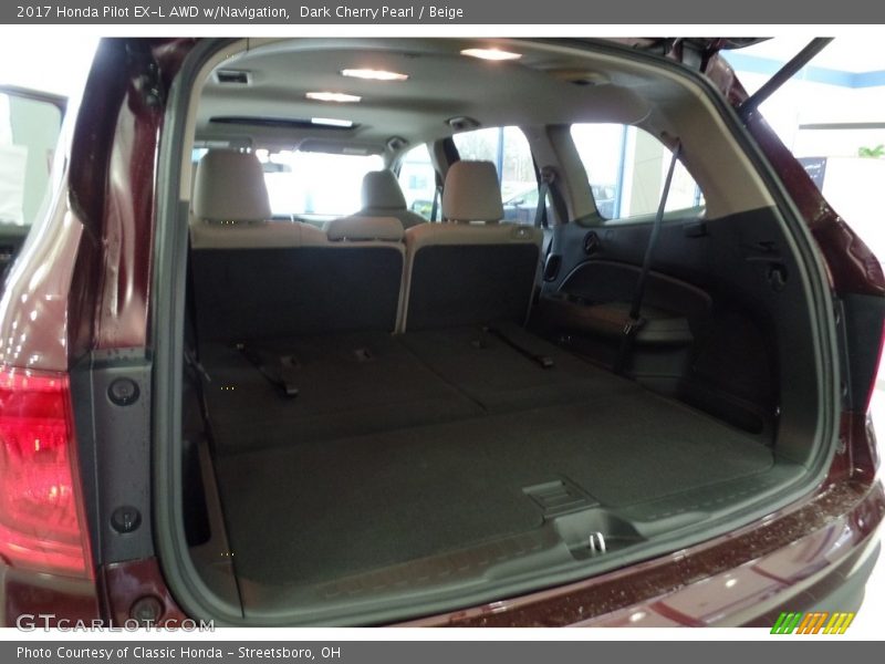 Dark Cherry Pearl / Beige 2017 Honda Pilot EX-L AWD w/Navigation